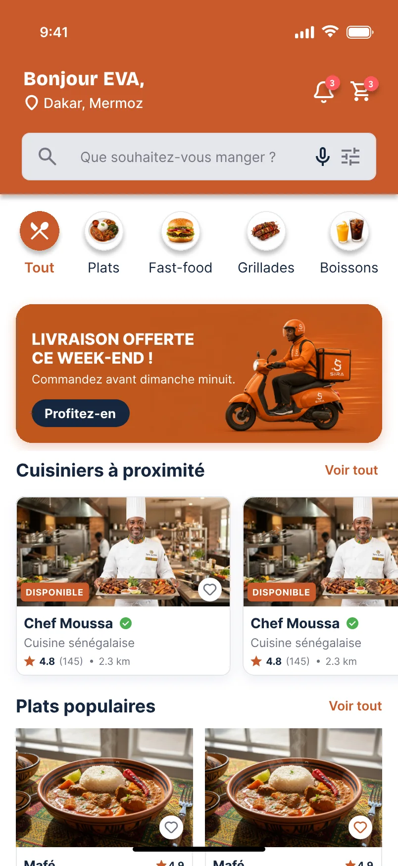 Accueil de l'application SIRA